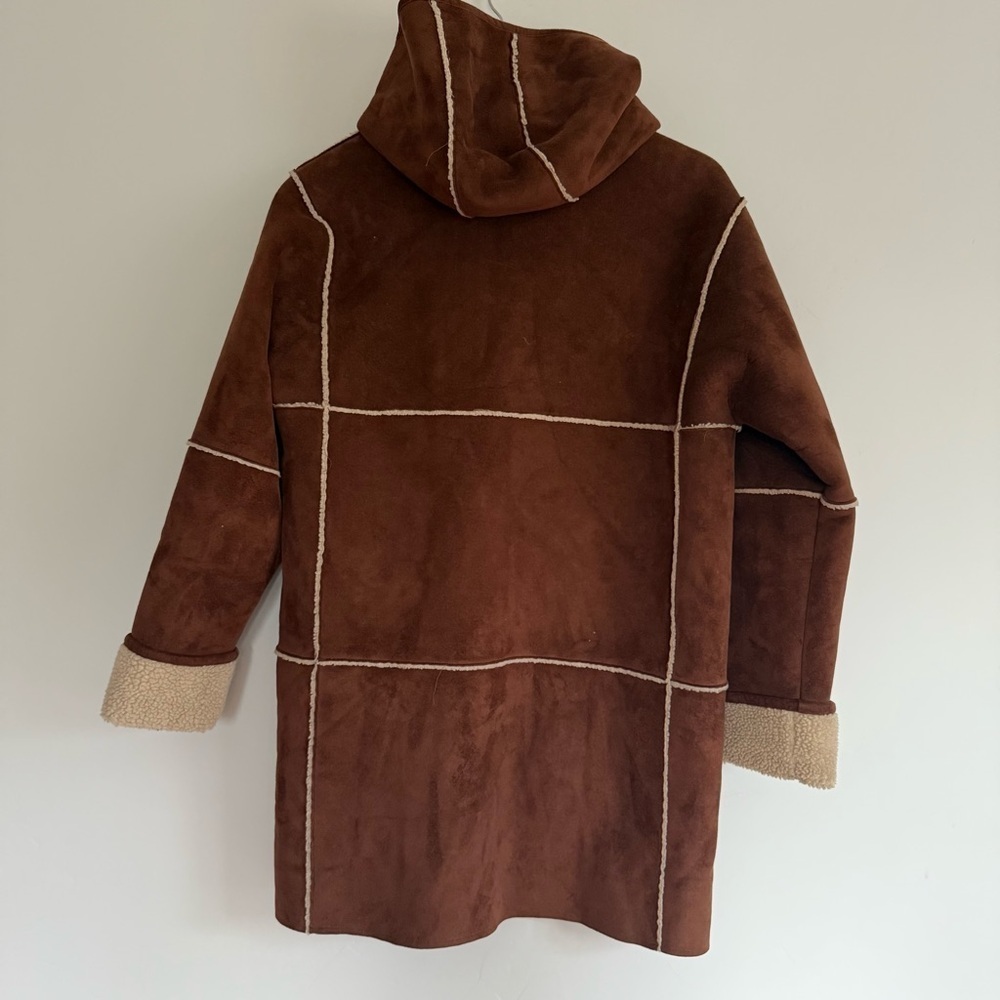 Lauren Ralph Lauren Faux Shearling Suede Hooded Coat | Size S | Pre-Owned - Picture 3 of 5
